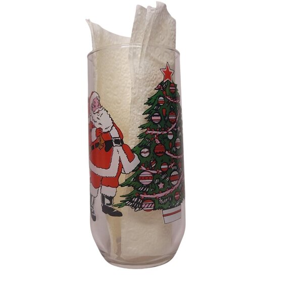 Vintage Santa Claus Drinking Glasses 1992 Reindeer 16 oz Luminarc USA - Picture 7 of 7